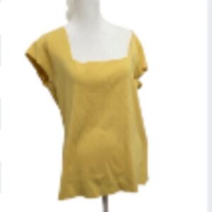 NWT Alex Marie Yellow Square Neck Blouse Size XL